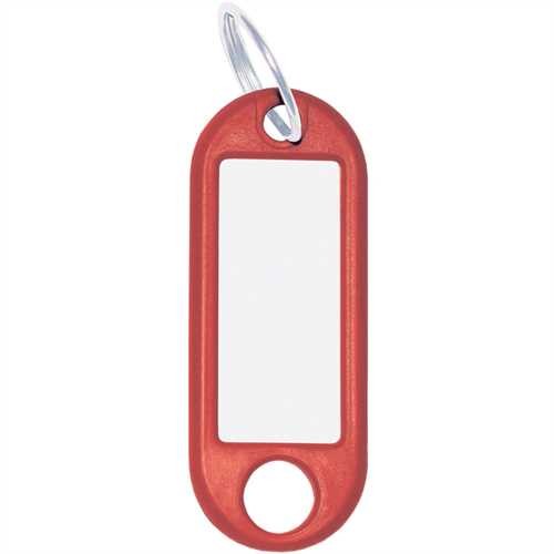 WEDO Schlüsselanhänger, Kunststoff/Metall, mit Ring, Ø: 18 mm, 52 x 21 x 3 mm, rot (10 Stück)
