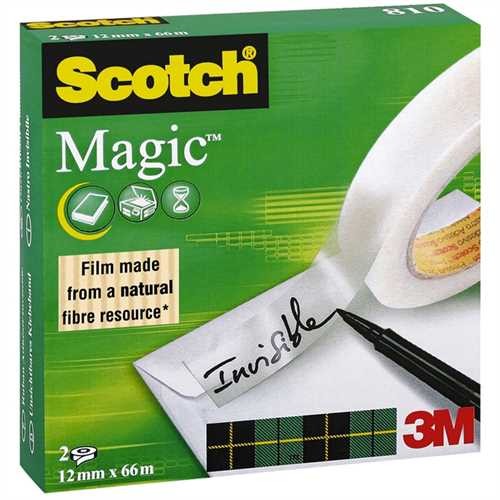 Scotch Klebeband Magic™ Tape 810, Zelluloseacetat, selbstklebend, permanent, 12 mm x 66 m, transpare