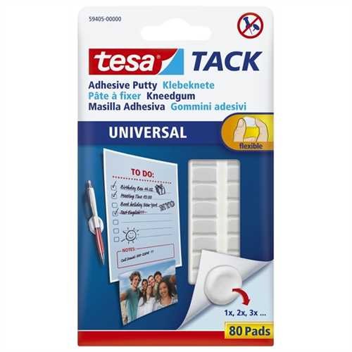 tesa Doppelklebestück TACK Universal, selbstklebend, ablösbar, 10 x 8 mm (80 Stück)