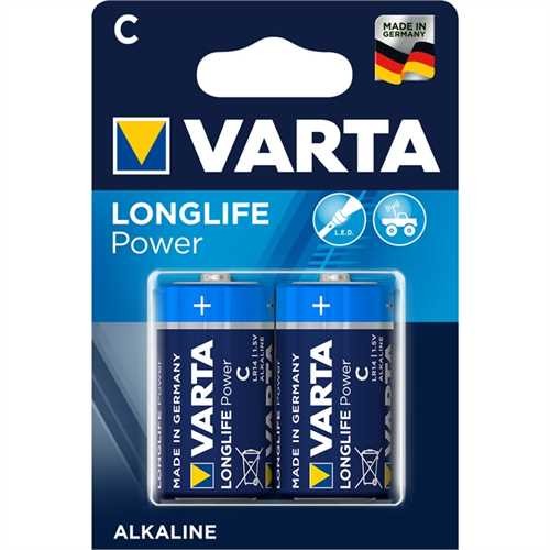 VARTA Batterie, LONGLIFE Power, Baby, C, LR14, 1,5 V, 7.800 mAh (2 Stück)