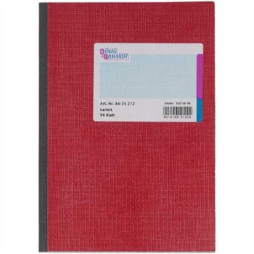 K&E Geschäftsbuch, Glanzkarton, kariert, A5, Einbandfarbe: rot, 96 Blatt