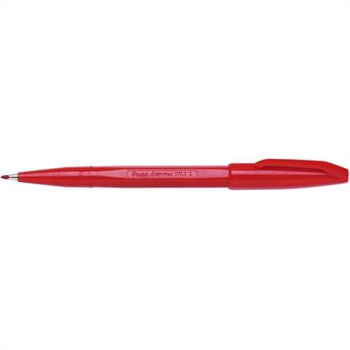 Pentel Faserschreiber, Sign Pen, mit Kappe, 0,8 mm, Schreibfarbe: rot