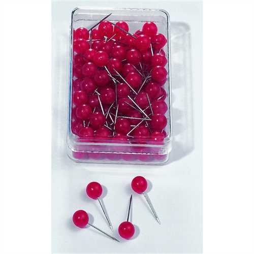 nobo Pinnnadel, Rundkopf, Kopfgröße: 6 mm, Gesamtlänge: 13 mm, rot (100 Stück)