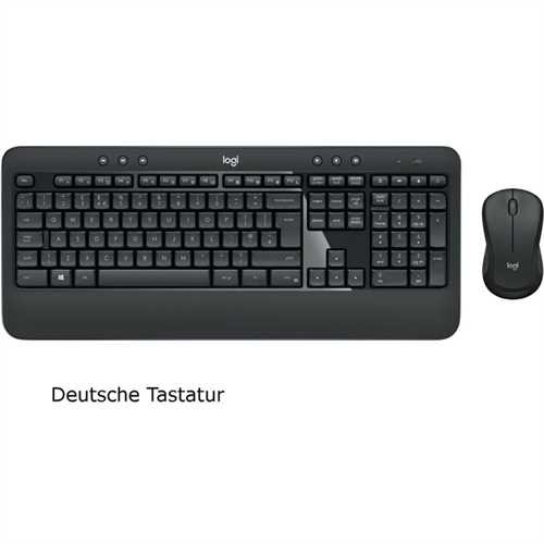 Logitech Desktop MK540 ADVANCED, ergonomisch, QWERTZ, kabellos, 2,4 GHz Technologie, USB, schwarz (1