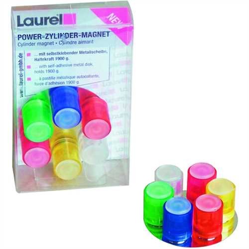 Laurel Magnet POWER, Zylinder, rund, Ø: 14 mm, 9 mm, Haftkraft: 1.900 g, sortiert (6 Stück)