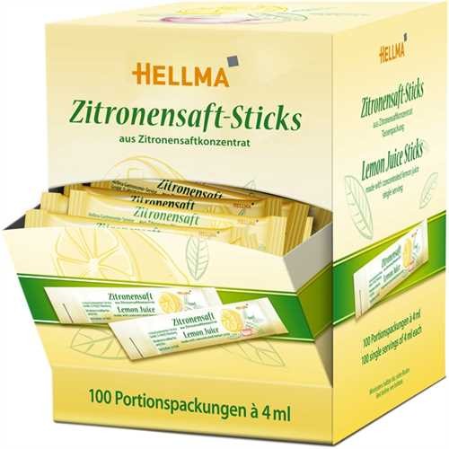 HELLMA Zitronensaft, Displaykarton, 100 Sticks à 4 ml (100 Stück)