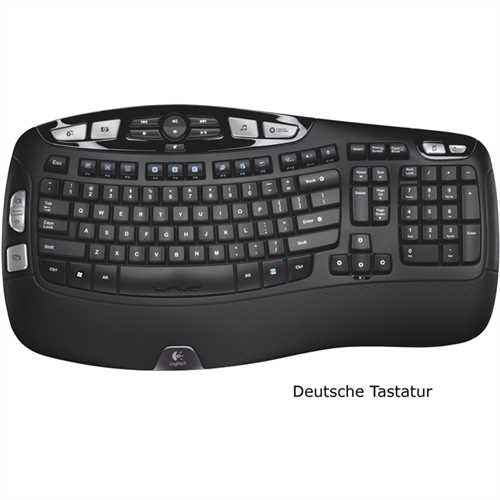 Logitech Tastatur Wireless Keyboard K350, QWERTZ, kabellos, 2,4 GHz Technologie, USB, schwarz