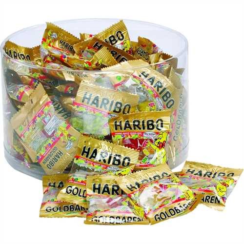 HARIBO Fruchtgummi GOLDBÄREN, Minibeutel, Klarsichtdose, 100 x 10 g (1 kg)