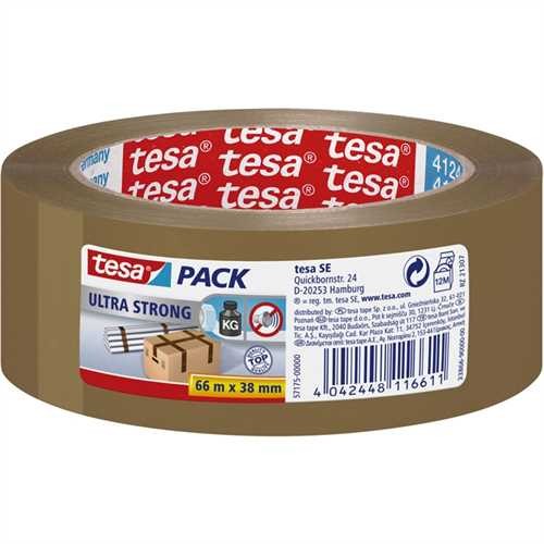 tesa Verpackungsklebeband ultra strong, PVC, selbstklebend, 38 mm x 66 m, braun