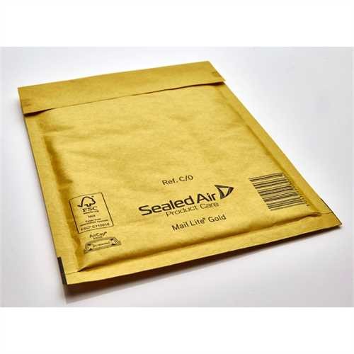 Mail Lite Luftpolstertasche, selbstklebend, Typ: C/0, innen: 150 x 210 mm, Kraftpapier, 80 g/m², gol