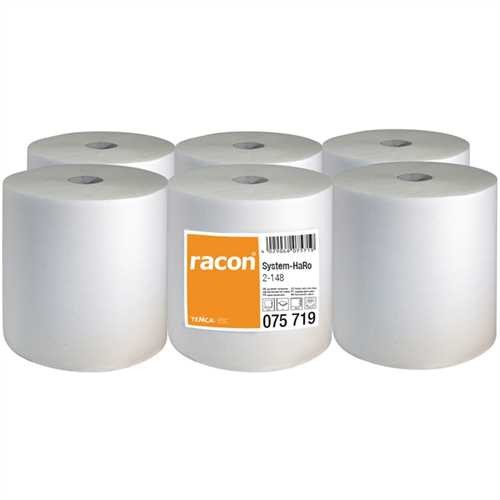 racon Papierhandtuch 2-148, Zellstoff, 2lagig, auf Rolle, 20 cm x 148 m, hochweiß (6 Rollen)
