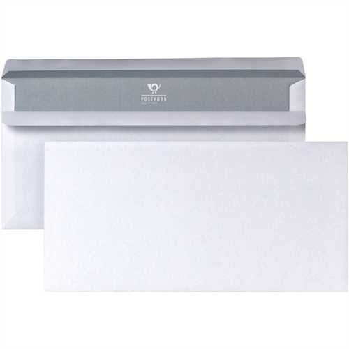 POSTHORN Briefumschlag, ohne Fenster, selbstklebend, DL, 220 x 110 mm, 75 g/m², weiß (25 Stück)