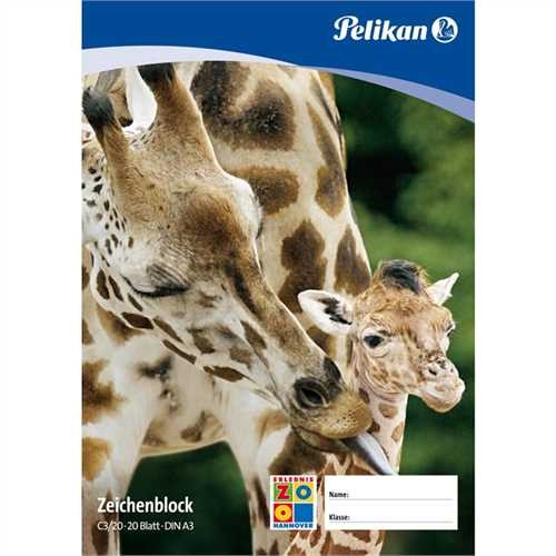 Pelikan Zeichenblock, blanko, A3, 100 g/m², chlorfrei gebleicht, weiß, 20 Blatt