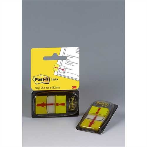 Post-it Haftmarker 680, mit Symbol, Ausrufezeichen, 25,4 x 43,2 mm, gelb, Druckfarbe: rot, 50 Blatt