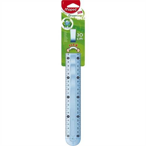 Maped Lineal Greenlogic, Kunststoff, mit festem Griff, Länge: 30 cm, mm-Teilung, farblos, transparen