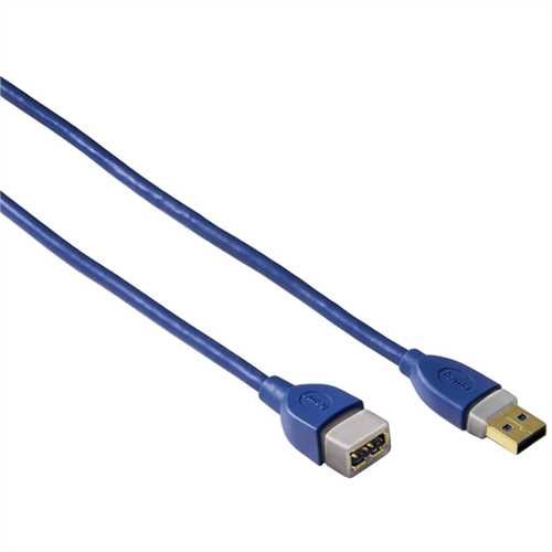 hama Verlängerungskabel, STP - geschirmt, 2 x USB A - Stecker/Buchse, Länge: 1,8 m, blau