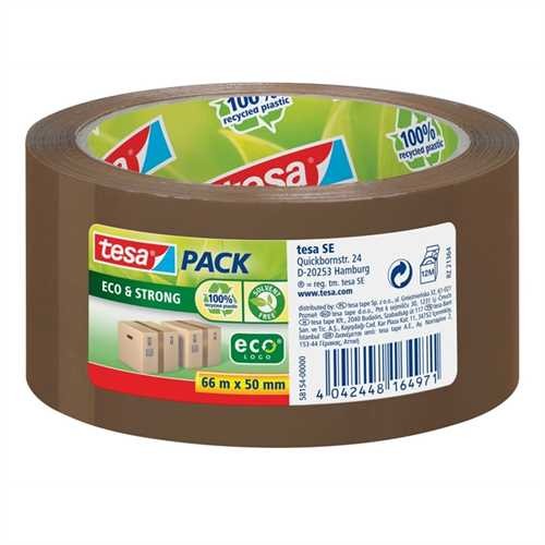 tesa Verpackungsklebeband ECO & STRONG, Polypropylen (RC), 50 mm x 66 m, braun (1 Stück)