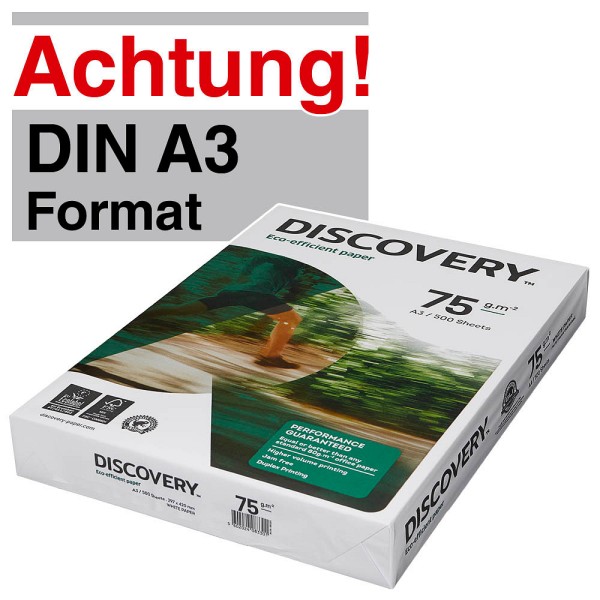 DISCOVERY Multifunktionspapier, A3, 75 g/m², ECF, hochweiß, matt (500 Blatt)