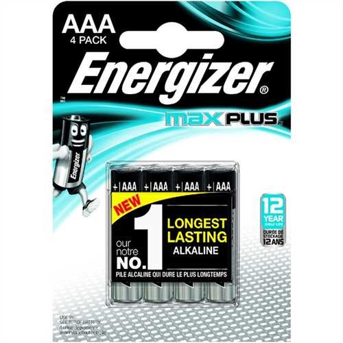 Energizer Batterie, MAX PLUS™, Alkaline, Micro, AAA, LR03, 1,5 V (4 Stück)