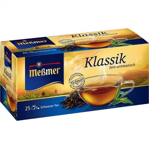 Meßmer Schwarztee Klassik, Beutel kuvertiert, Karton, 25 x 1,75 g (25 Stück)