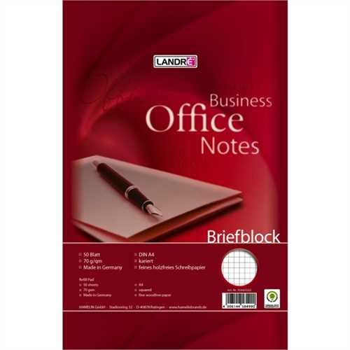 LANDRÉ Briefblock Office, kariert, 2fach Lochung, A4, 70 g/m², holzfrei, 50 Blatt (10 Stück)