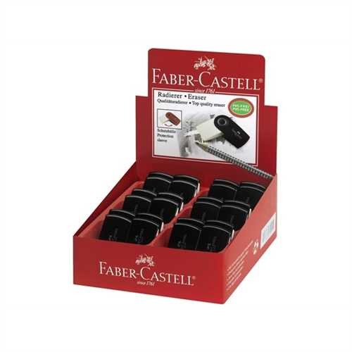 FABER-CASTELL Radierer Sleeve, Mini, mit Kunststoffhülle, 54 x 24 x 10 mm, weiß/schwarz