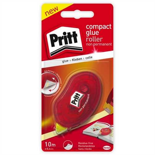 Pritt Kleberoller compact non permanent, Einweg, 8,4 mm x 10 m, rot