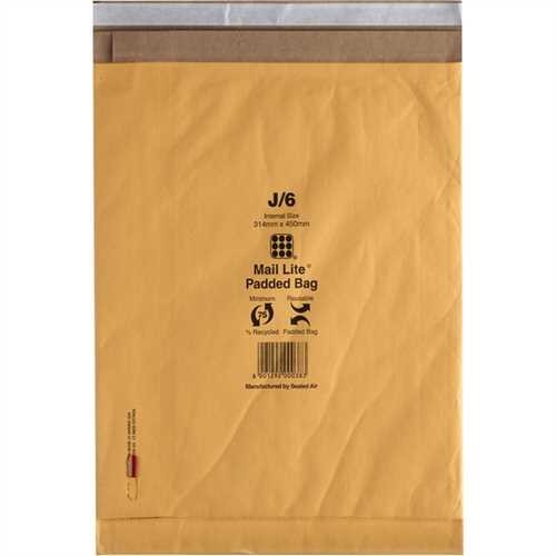 Mail Lite Papierpolstertasche, haftklebend, Typ: J/6, 314 x 451 mm, innen: 314 x 450 mm, 200 g, Kraf