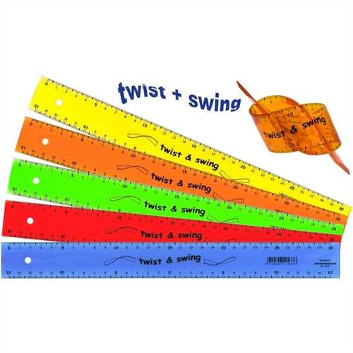 STANDARDGRAPH Lineal, Kunststoff, Länge: 30 cm, mm-Teilung, sortiert, transparent