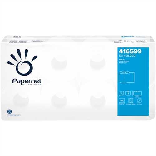 Papernet Toilettenpapier SPECIAL, 3lagig, auf Rolle, 250 Blatt, 9,5 x 11 cm, weiß (8 Rollen)