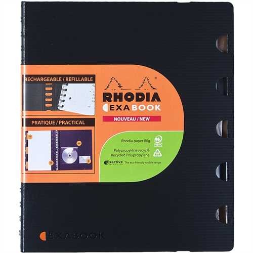RHODIA Collegeblock Exactive EXABOOK, Polypropylen (RC), liniert, A4+, 80 g/m², Einbandfarbe: schwar