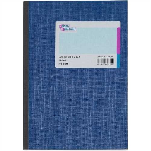 K&E Geschäftsbuch, Glanzkarton, liniert, A5, Einbandfarbe: blau, 96 Blatt
