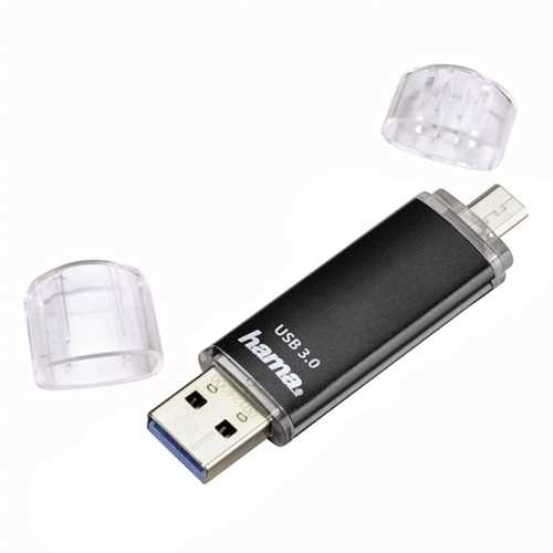 hama USB-Stick FlashPen Laeta Twin, USB 3.0/micro USB 2.0 Stecker/Stecker, 16 GB, Schreibgeschwindig