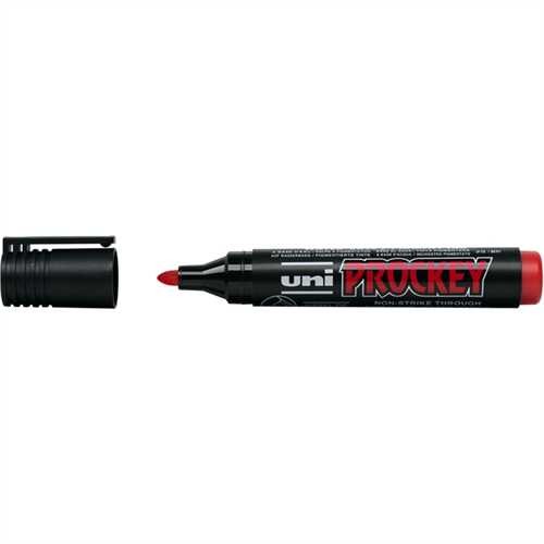 uni-ball Permanentmarker, PROCKEY, Rundspitze, 1,8 - 2,2 mm, Schaftfarbe: schwarz, Schreibfarbe: rot