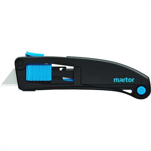 MARTOR Sicherheitsmesser SECUPRO MAXISAFE, mit Klinge Nr .99, für: Rechts-/Linkshänder, schwarz/cyan