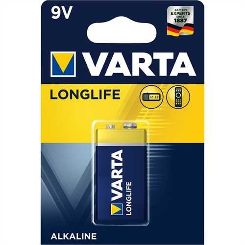 VARTA Batterie LONGLIFE, E-Block, 9V-Block, 6LR61, 9 V, 550 mAh