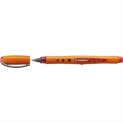 STABILO Tintenkugelschreiber worker, mit Kappe, F, 0,3 mm, Schreibfarbe: rot