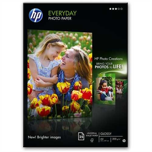 HP Inkjetpapier Everyday Photo Paper, A4, 200 g/m², weiß, glänzend (25 Blatt)