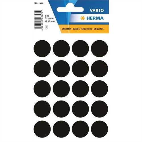 HERMA Markierungspunkt, Handbeschriftung, selbstklebend, Ø: 19 mm, schwarz (100 Stück)