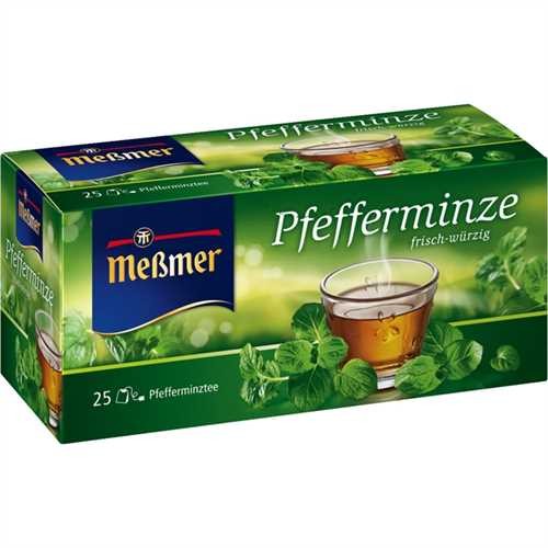 Meßmer Kräutertee Pfefferminz, Beutel kuvertiert, Karton, 25 x 2,25 g (25 Stück)