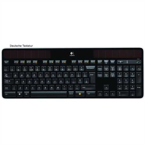 Logitech Tastatur Wireless Solar K750, QWERTZ, 2,4 GHz Technologie, schwarz