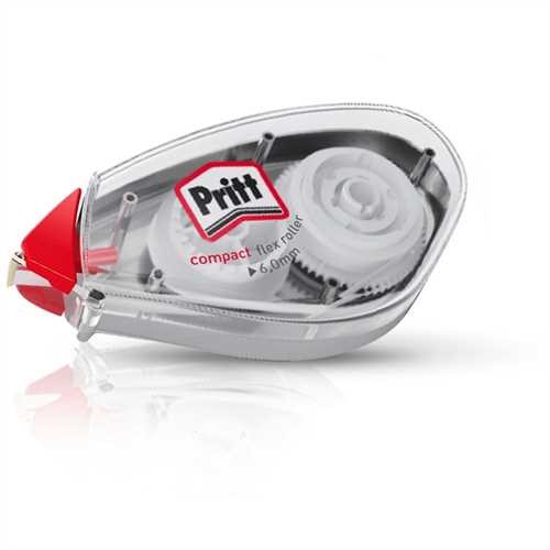 Pritt Korrekturroller compact flex, permanent, Einweg, 6 mm x 10 m, 1,5zeilig, weiß