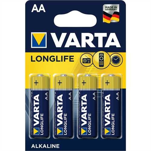 VARTA Batterie LONGLIFE, Mignon, AA, LR6, 1,5 V, 2.600 mAh (4 Stück)