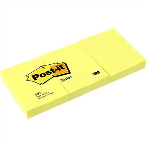 Post-it Haftnotiz, 51 x 38 mm, gelb, 100 Blatt (3 Blocks)