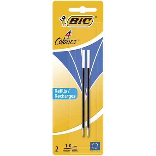 BIC Mehrfarbkugelschreibermine, 4Colours™, Standard, 0,4 mm, Schreibfarbe: blau (2 Stück)