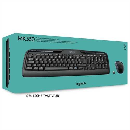 Logitech Desktop Wireless Combo MK330, QWERTZ, kabellos, 2,4 GHz Technologie, USB, schwarz