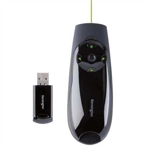 Kensington Presenter Expert, mit grünem Laserpointer, 4 Tasten, kabellos, 2,4 GHz Technologie, USB,