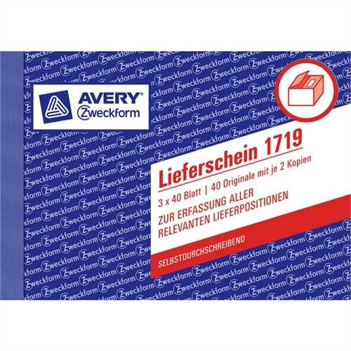 AVERY Zweckform Lieferschein, A6 quer, 3fach, selbstdurchschreibend, 1. / 2. / 3. Blatt bedruckt, Pa