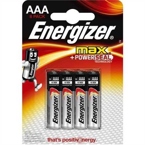 Energizer Batterie, max + POWERSEAL, Micro, AAA, LR03, 1,5 V (8 Stück)