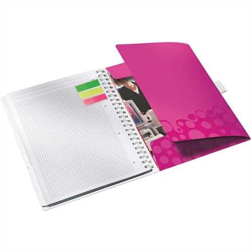 LEITZ Notizbuch WOW Be mobile, kariert, A4, 80 g/m², Einbandfarbe: pinkmetallic, 80 Blatt